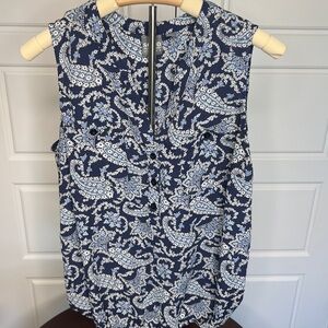 New York & Company Blue Paisley Blouse